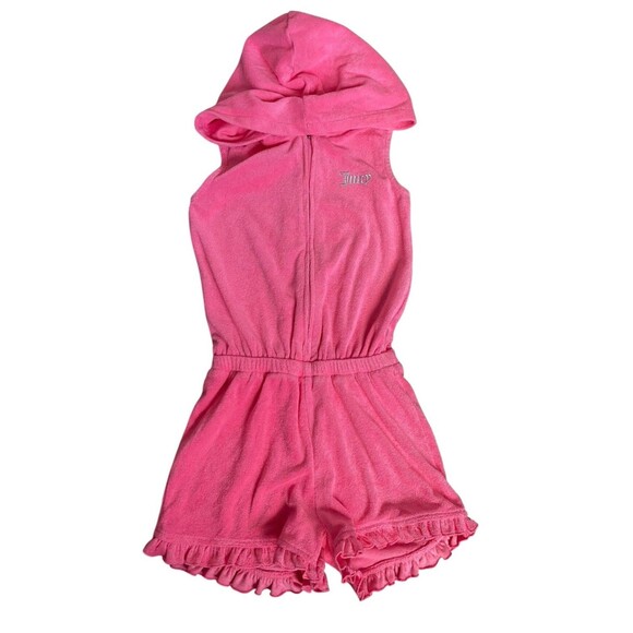 Juicy Couture Kids Hooded Terry Romper Pink Sleeveless Zip Front Size 7 - Picture 1 of 5